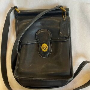 Vintage Coach black leather “Murphy” crossbody purse